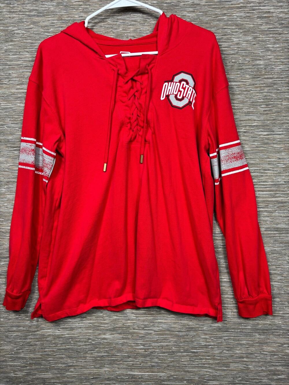 Ohio State Buckeyes Shirt Womens XL Red NCAA Football ProEdge Lace Up Hoodie